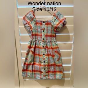 Wonder Nation Multicolor Plaid Button Dress